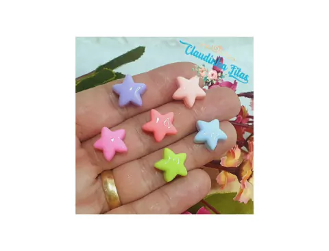 Aplique de resina estrela 1,4cm - c/10 unidades sortidas