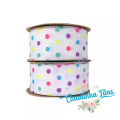 fita sinimbu jeans estampada coelhinho colorido 38mm c/ 10mts. - Claudinha Fitas