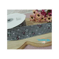 Fita xadrez com ramalhete de flor 38mm - (1 metro) - comprar online