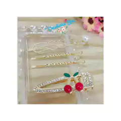 Kit presilha de cabelo dourada cereja - kit com 4 peças - comprar online