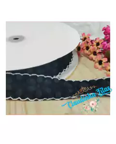 Fita Sanding Luxo floral com borda trabalhada D5 299 - 38mm - c/2 metros - Claudinha Fitas