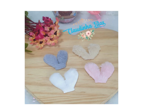 Aplique orelha de coelho de pelúcia - medida 5x5cm - c/2 unid.