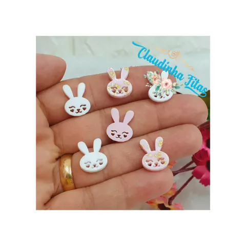 Aplique de acrilico coelho 1cm - c/10 unidades sortidas