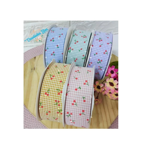 Fita xadrez com cereja 38mm - (1 metro)