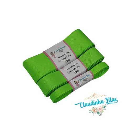 Fita Gorgurão YAMA - Acid Green ( verde neon) - cor 556 - 5 metros