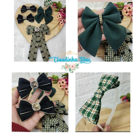 Box pegue e monte xadrez laço verde