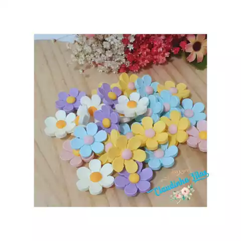 Aplique de resina flor 2,5 cm - c/5 unid. sortido