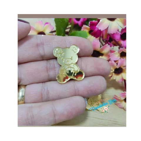 Aplique de acrílico urso tag para laços - 2,5 cm - ( 2 unidades)