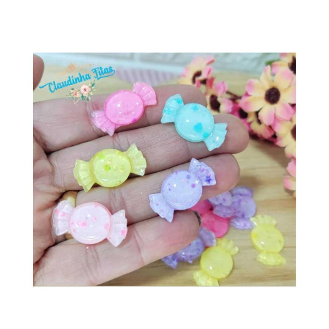 Aplique de resina bala translucidas - 2,5cm - c/5 unid. sortidas