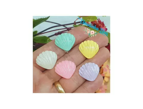 Aplique de resina concha 2 x 1,7cm - c/5 unidades sortidas