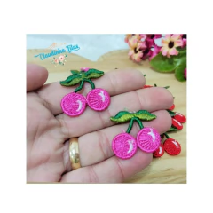 Aplique cereja bordada 2,5x3cmmm - (4 unidades) - comprar online