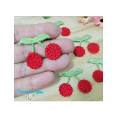 Aplique cereja bordada 30mm - (4 unidades) - comprar online