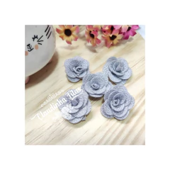 flor de tecido 2,5cm com 5 unidades - Claudinha Fitas
