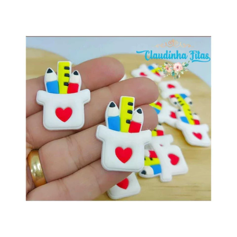 Aplique escolar porta lapis emborrachado (2 unidades )