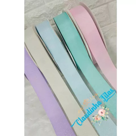 Fita Yama gorgurão purl com brilho 38mm - c/5 metros