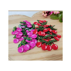 Aplique cereja bordada 2,5x3cmmm - (4 unidades)