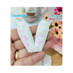 Aplique orelha de coelho paetê - medida 5,0x 5,5 cm - 2 unid. - comprar online