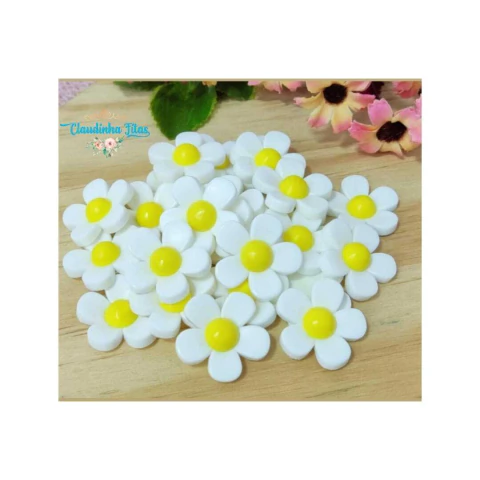 Aplique emborrachado flor branca 2,5 cm - 5 unidades