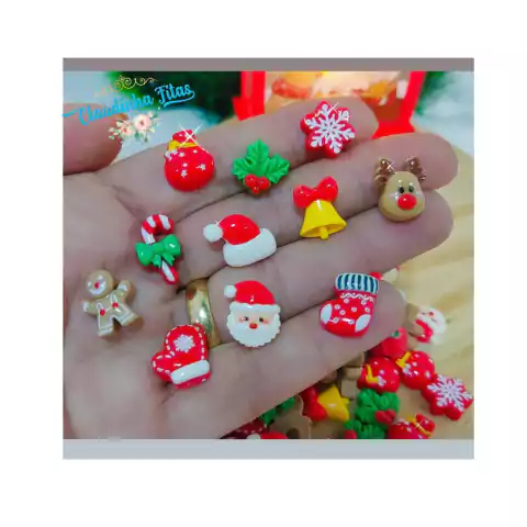 Aplique de resina Natal misto mini 1x1 cm - 10 unidades misto
