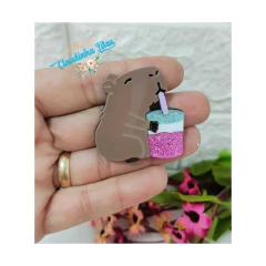 Aplique de acrilico Capivara - 4cm - 1 unidade - Claudinha Fitas