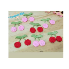 Aplique cereja bordada 25mm - (4 unidades)