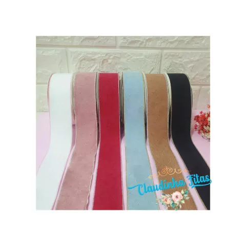 Fita aveludada com borda - 38mm - 1 metro