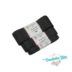 Fita Gorgurão YAMA - Black ( preto) - cor 030 - 5 metros - Claudinha Fitas