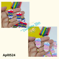 Aplique emborrachado escolar lápis c/óculos - ( 2unidades)