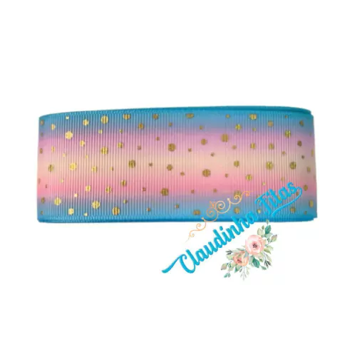 Fita Yama estampada degrade foil 38mm c/3 metros