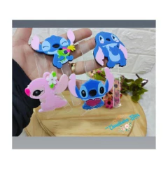 Tiara de acrilico pronta com aplique de acrilico Stitch