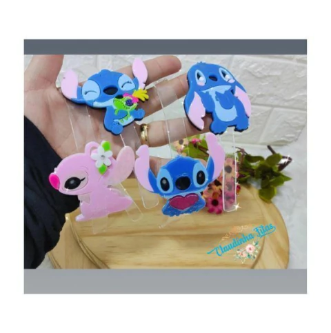 Tiara de acrilico pronta com aplique de acrilico Stitch