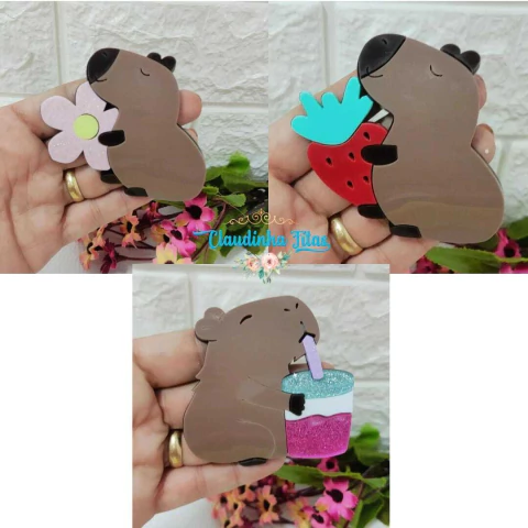 Aplique de acrilico Capivara curvado para tiara - 7cm - 1 unidade