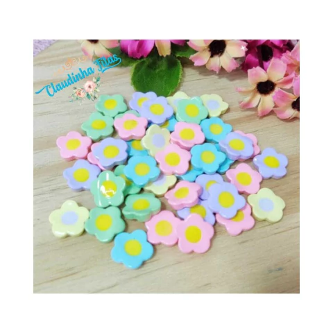 Aplique plástico flor mini mix 1,5 cm - 5 unidades
