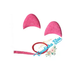 Aplique orelha de gato neon - kit com 2 orelhas neon e acabamento - Claudinha Fitas