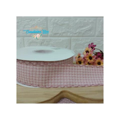 Fita tweed quadriculada c/borda trabalhada 38mm (1 metro ) - Claudinha Fitas
