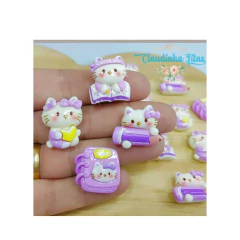 Aplique escolar Hello Kitty resina (4 unidades misto ) - Claudinha Fitas