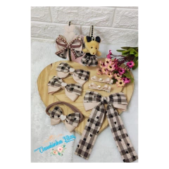 Box pegue e monte xadrez coração marrom