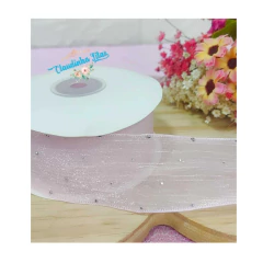 Fita de Organza com Strass 38mm - (1metro)