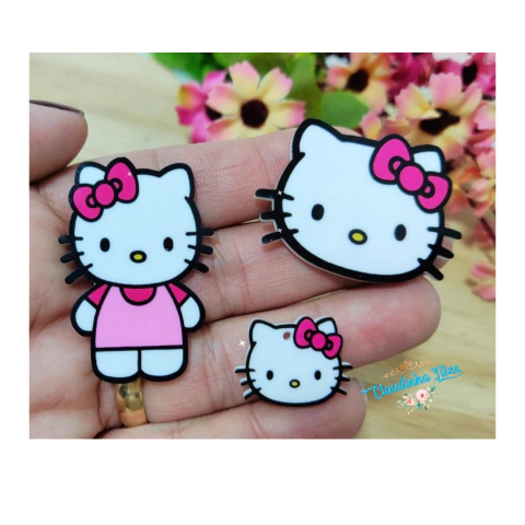 Aplique de acrílico Hello Kitty kit com (3 peça)