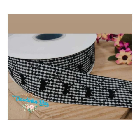 Fita quadriculada preta de lacinho - ( 1 metro )