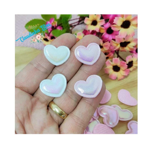 Aplique coração de tecido 2cm (10 unidades)