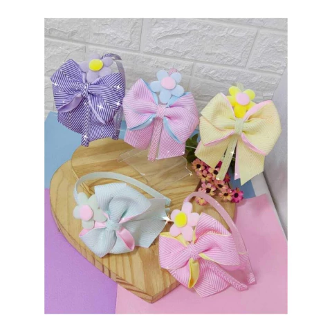 Box pegue e monte tiara c/laço floral ( faz 5 tiaras como na foto)