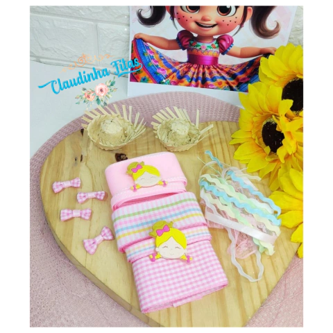 kit xadrez junino rosa