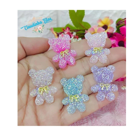 Aplique de acrilico ursinho boreal 3x2 cm - 2 unidades da mesma cor