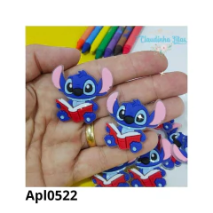 Aplique emborrachado escolar Stitch c/livro - ( 2unidades)