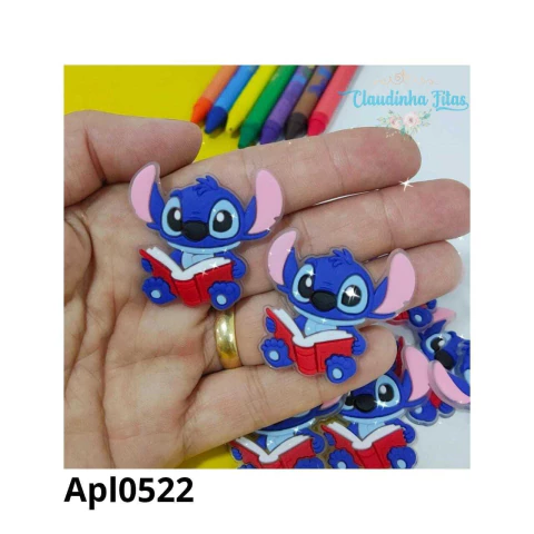 Aplique emborrachado escolar Stitch c/livro - ( 2unidades)