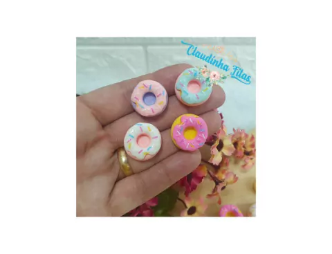 Aplique de resina rosquinha 2cm - c/5 unidades sortidas