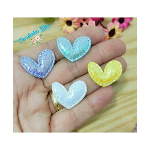 Aplique coração de tecido furtacor 2,5cm (10 unidades)