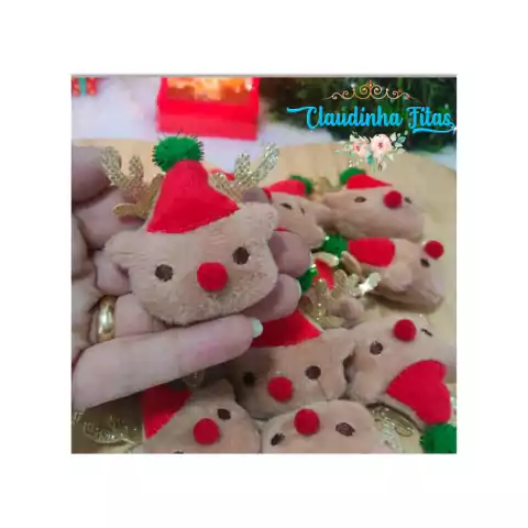 Aplique de pelúcia urso com gorro de Natal medida - 7 x 5,5 cm ( 1 unidade )