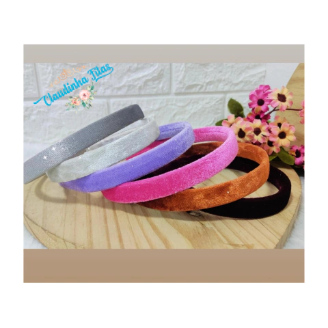 Tiara de veludo base reta 15mm unid